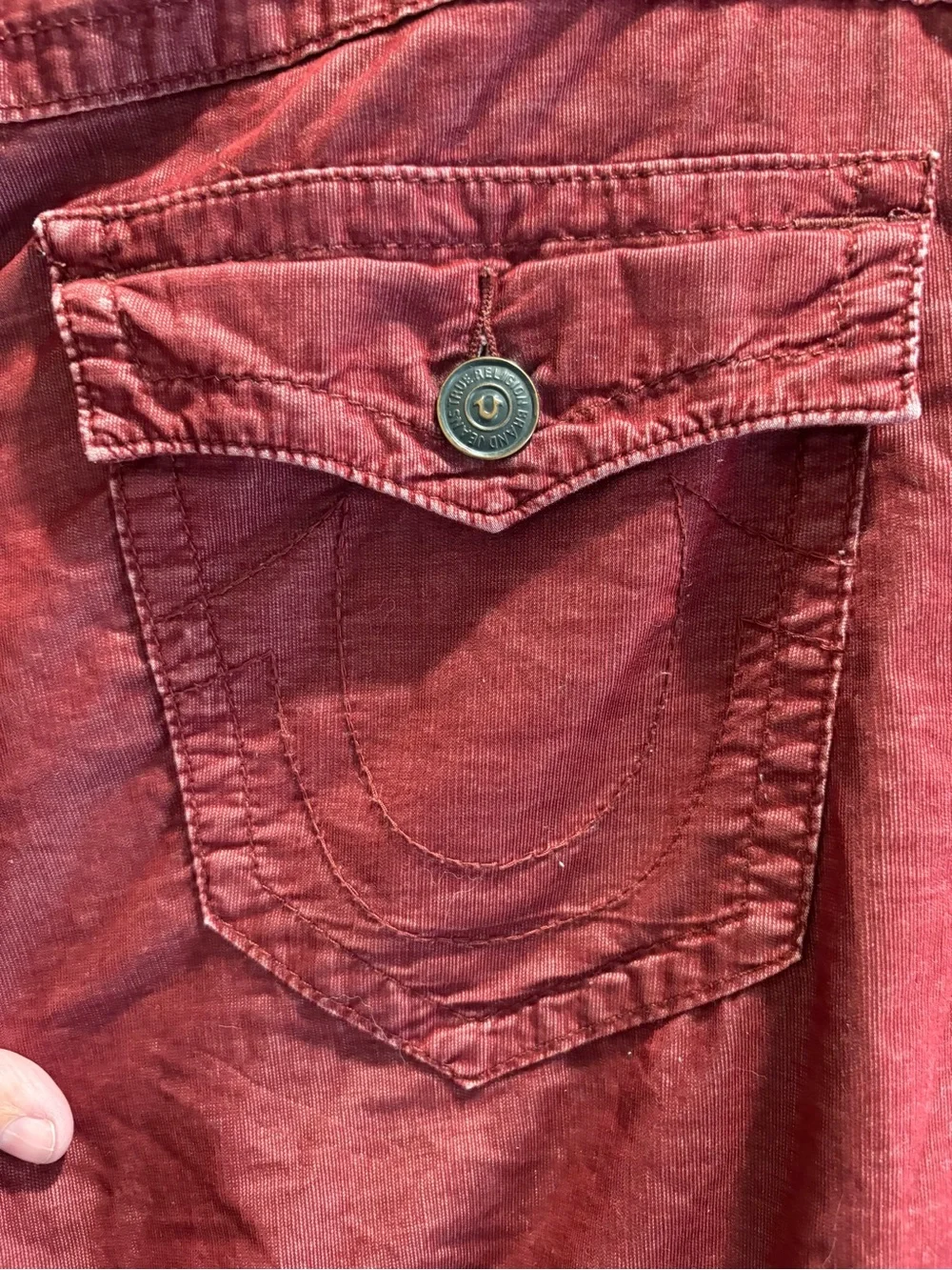 True Religion “Ricky” Men's Burnt Red Micro Corduroy Casual Pants - 33